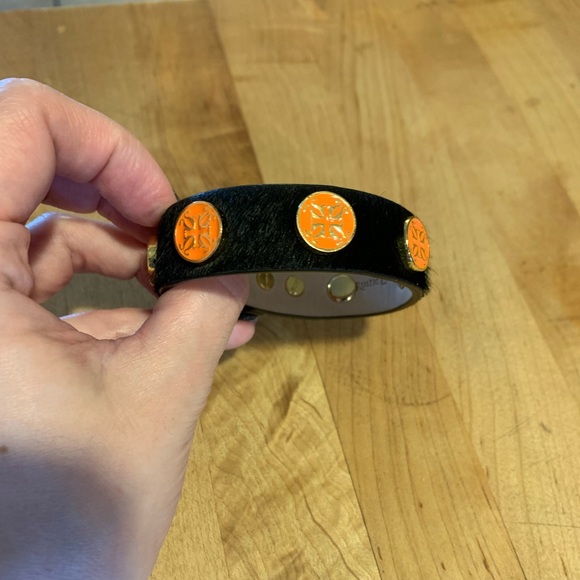 Rustic Cuff Black And Orange Bangle - Picture 2 of 4